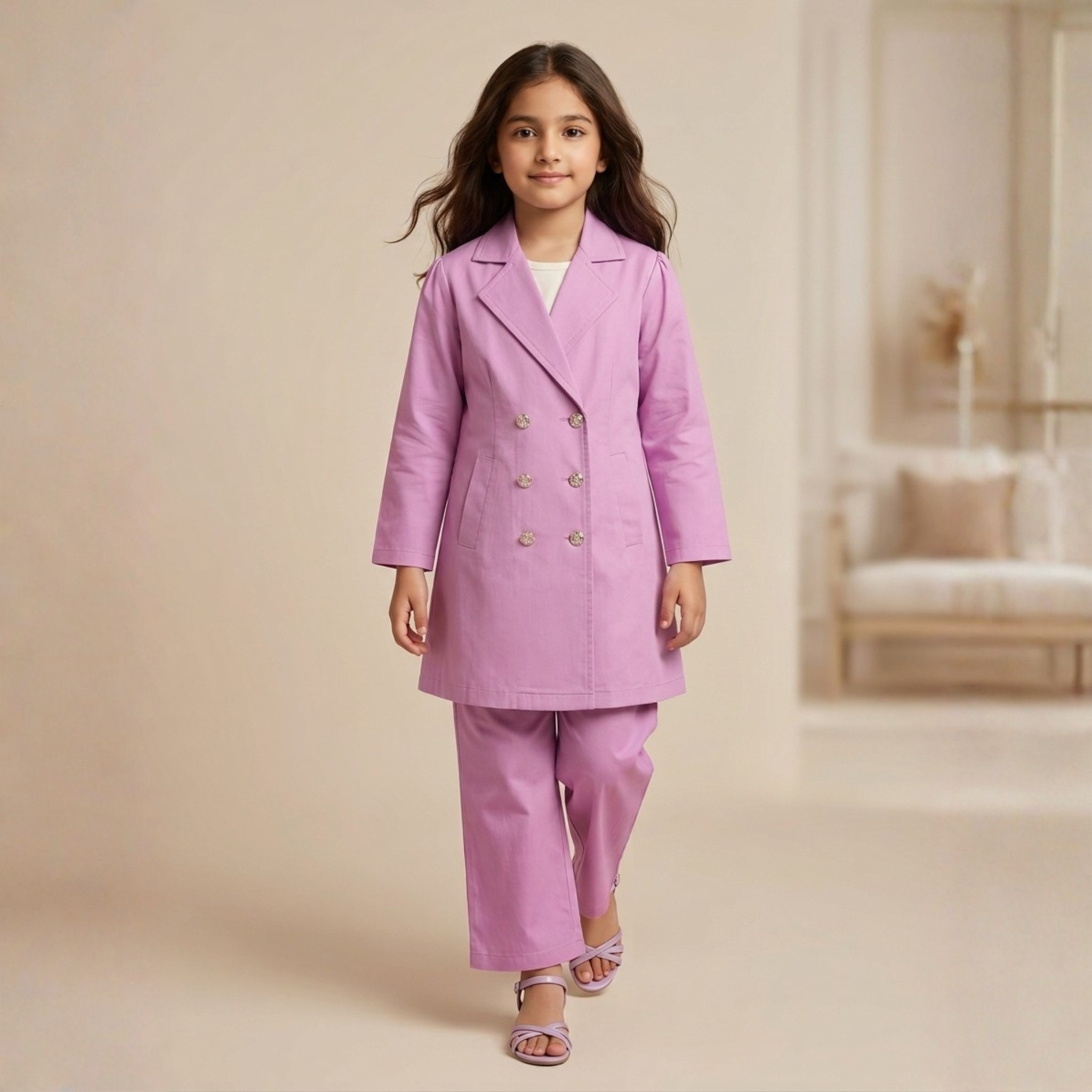 damsel kids light pink 3 piece coat set with inner shirt – stylish casual outfit damsel kids light pink 3 piece coat set with inner shirt – stylish casual outfit