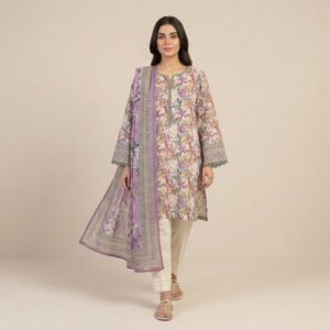 floral printed lawn 3 piece suit