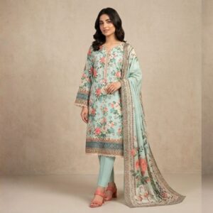 light aqua floral lawn 3 piece suit