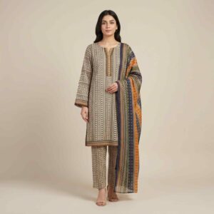light beige printed lawn suit